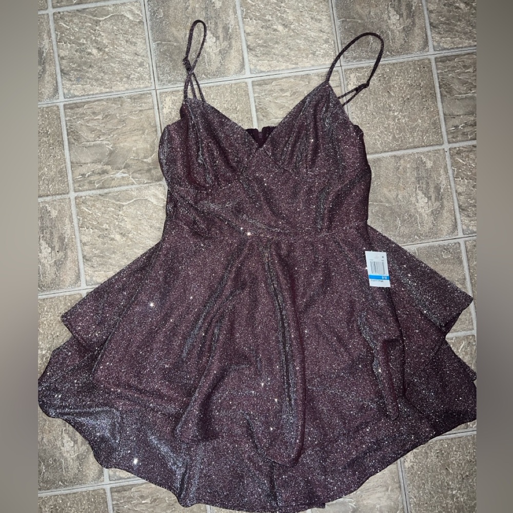 B Darlin Glittery Purple Dress